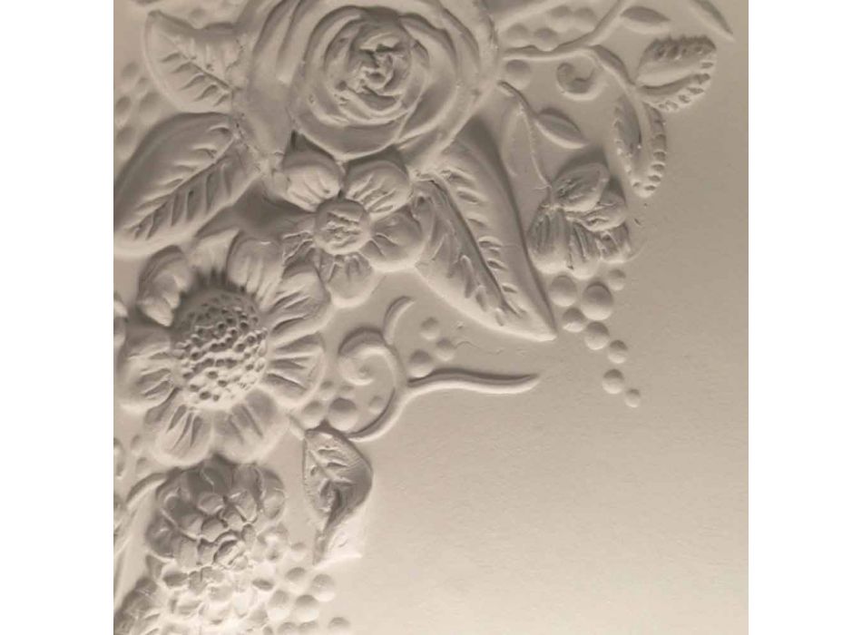 Applique a Muro in Ceramica Bianca Opaca Design con Fiori di Decoro - Fluxo