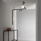 Applique a Parete di Design in Alluminio Nero con Sfere e Faretti - Esodo Viadurini