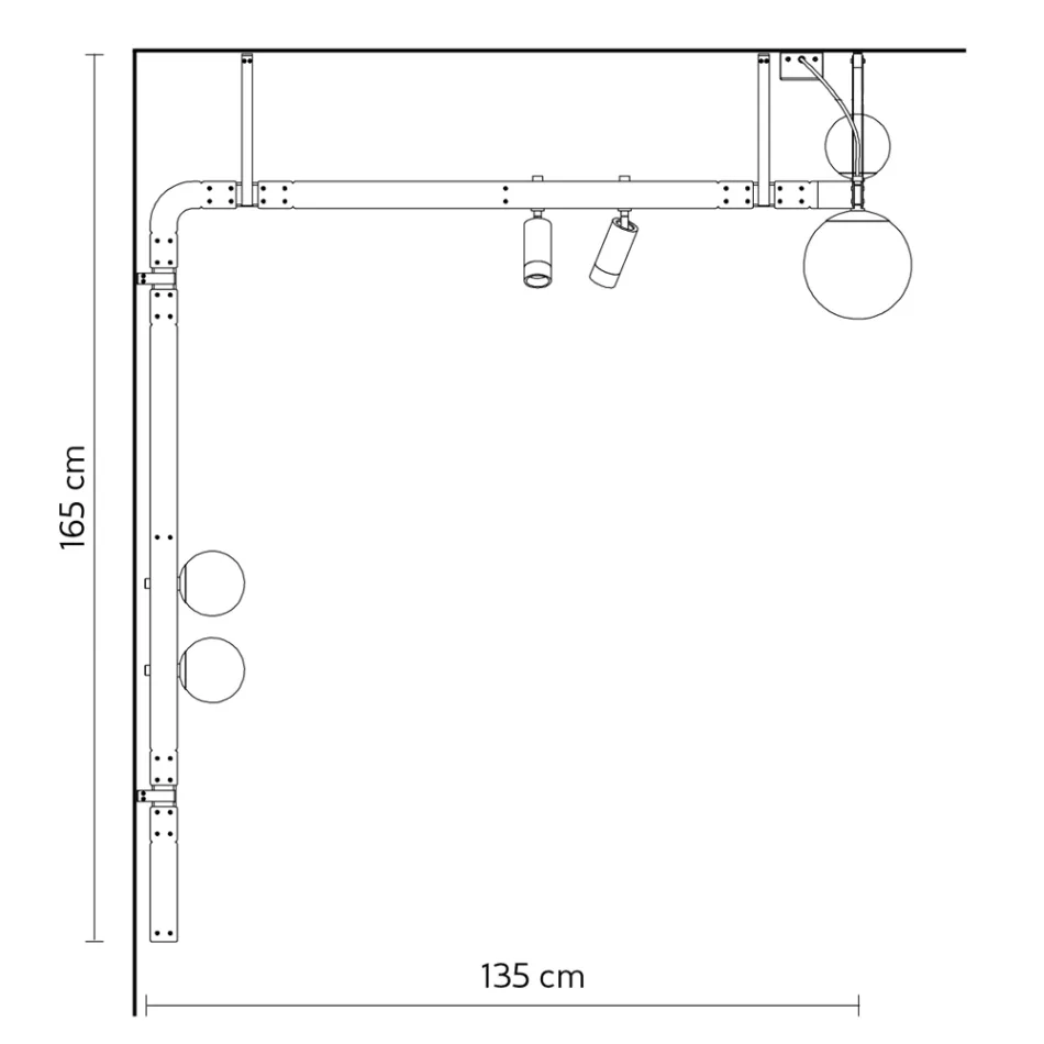 Applique a Parete di Design in Alluminio Nero con Sfere e Faretti - Esodo Viadurini