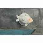 Applique a Parete in Ceramica Bianca Opaca Design a Pesce Decorato - Pesce Viadurini