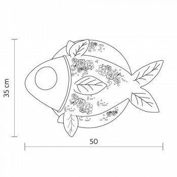 Applique a Parete in Ceramica Bianca Opaca Design a Pesce Decorato - Pesce