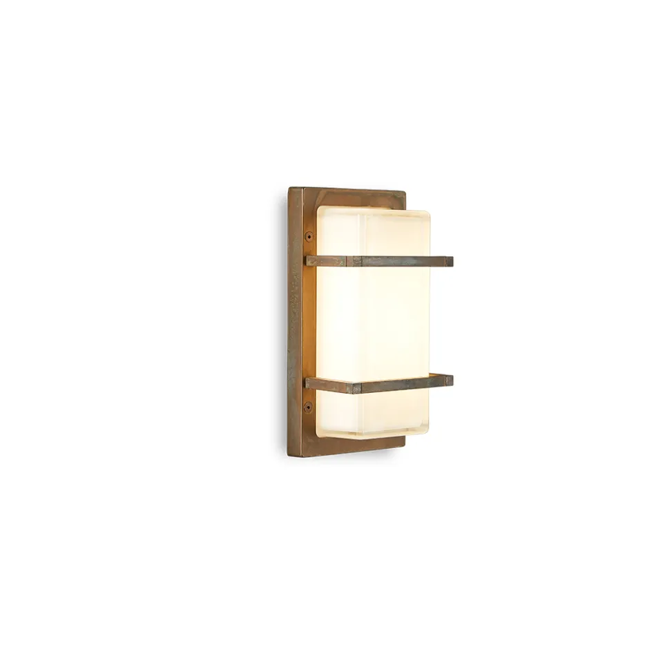 Applique da Esterno in Ottone, E27 e Stile Geometrico Made in Italy - Cristallo Viadurini