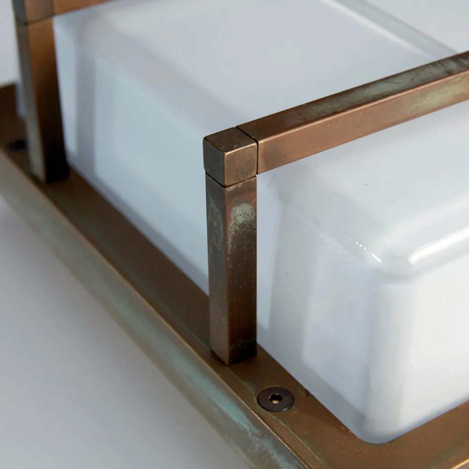 Applique da Esterno in Ottone, E27 e Stile Geometrico Made in Italy - Cristallo Viadurini