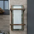 Applique da Esterno in Ottone, E27 e Stile Geometrico Made in Italy - Cristallo Viadurini