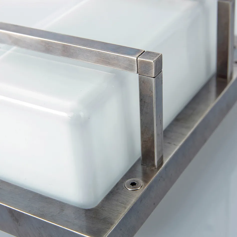 Applique da Esterno in Ottone, E27 e Stile Geometrico Made in Italy - Cristallo Viadurini