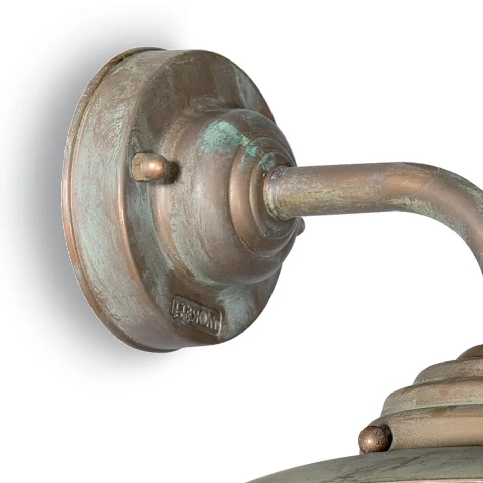 Applique da Esterno in Ottone Vintage, Vetro Trasparente - Elfico Viadurini