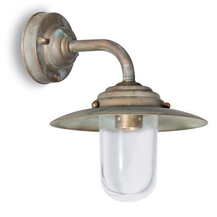 Applique da Esterno in Ottone Vintage, Vetro Trasparente - Elfico Viadurini