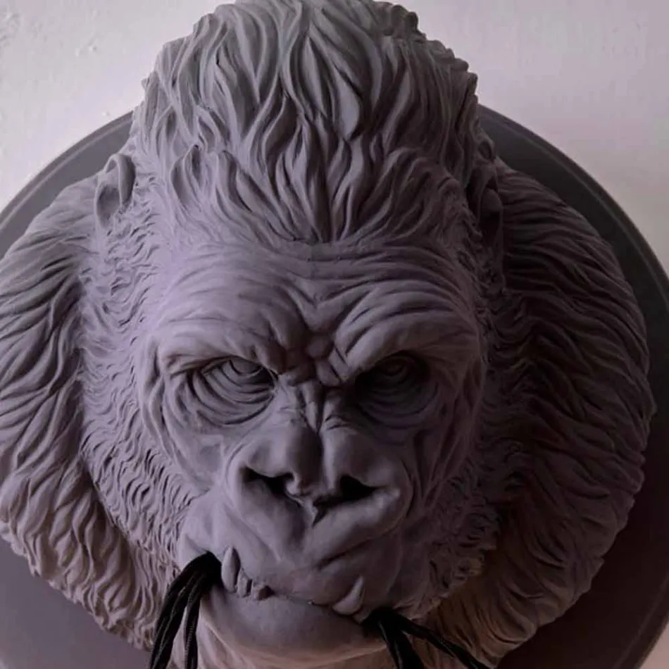 Applique da Parete a 3 Luci in Ceramica Gorilla Grigio o Bianco Design - Rillago Viadurini