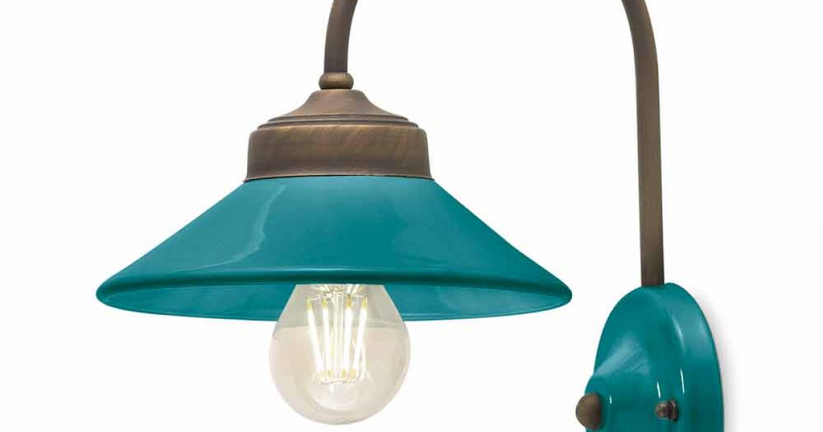 Set Di 2 Applique Da Parete FIRENZE, Stile Classico, Alluminio Verde E Vetro, Altezza 39 Cm, E27, IP43 - 3