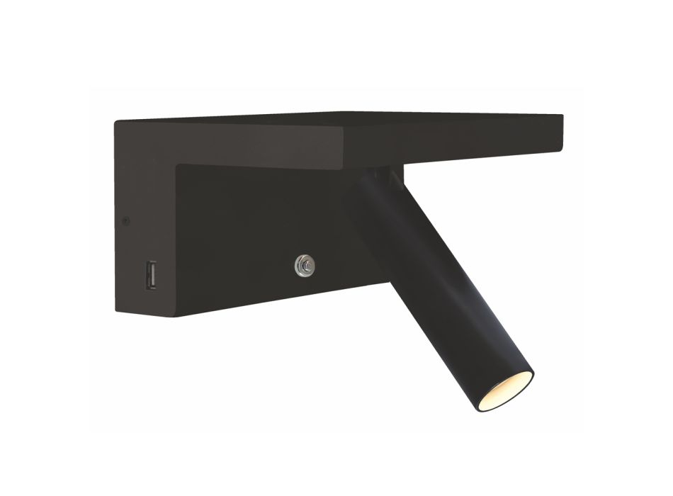Applique Decorativa a Led Orientabile in Alluminio con Porte USB - Alena