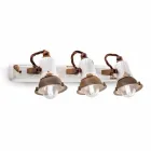 Applique design a tre faretti orientabili in ceramica e metallo Lacey Viadurini