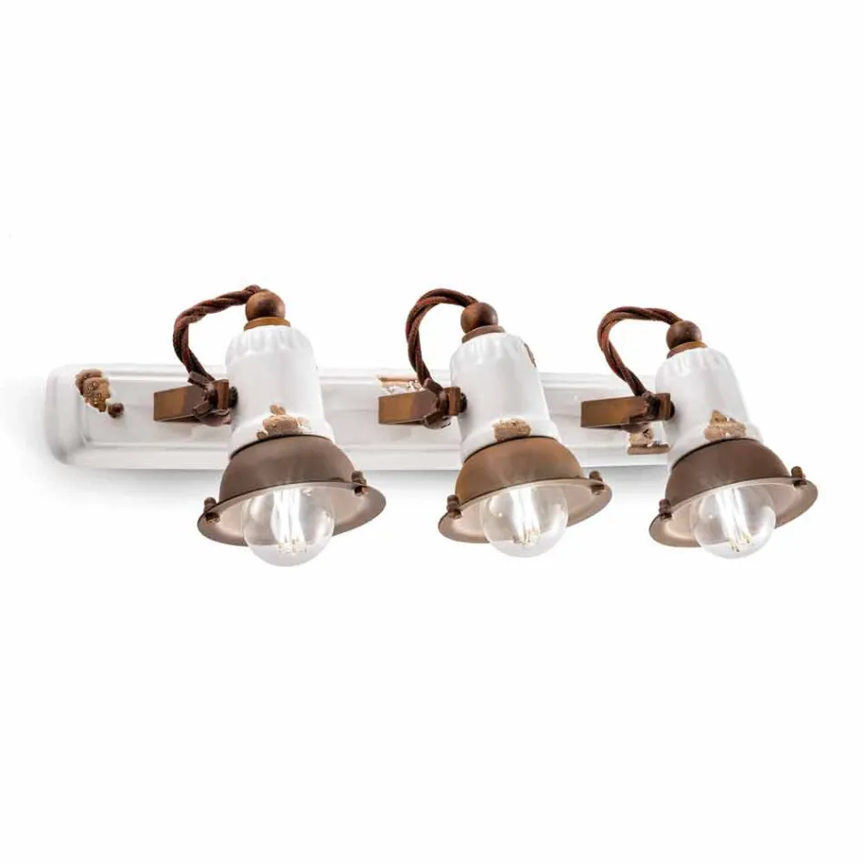 Applique design a tre faretti orientabili in ceramica e metallo Lacey Viadurini