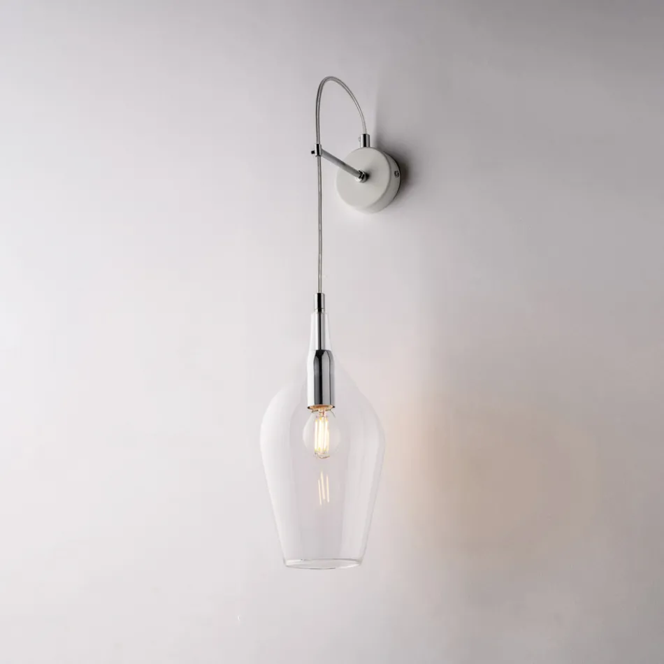 Applique in Ferro con Vetro Pyrex Made in Italy per Arredare L’interno - Sparta Viadurini