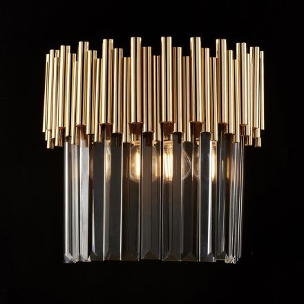 Applique in Ferro Dorato con Strass Made in Italy per Arredare L’interno - Parigi Viadurini