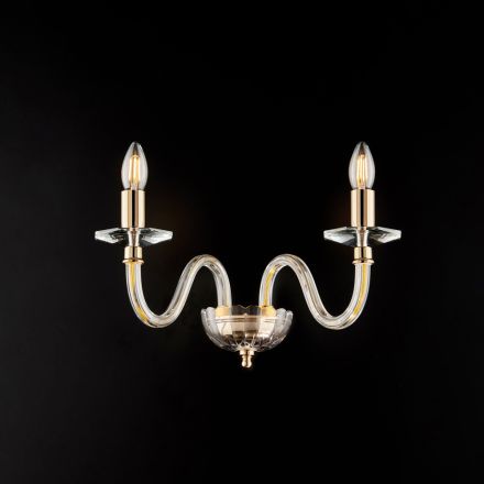 Applique in Ferro Dorato con Vetro Made in Italy per Arredare L’interno - Innsbruck Viadurini