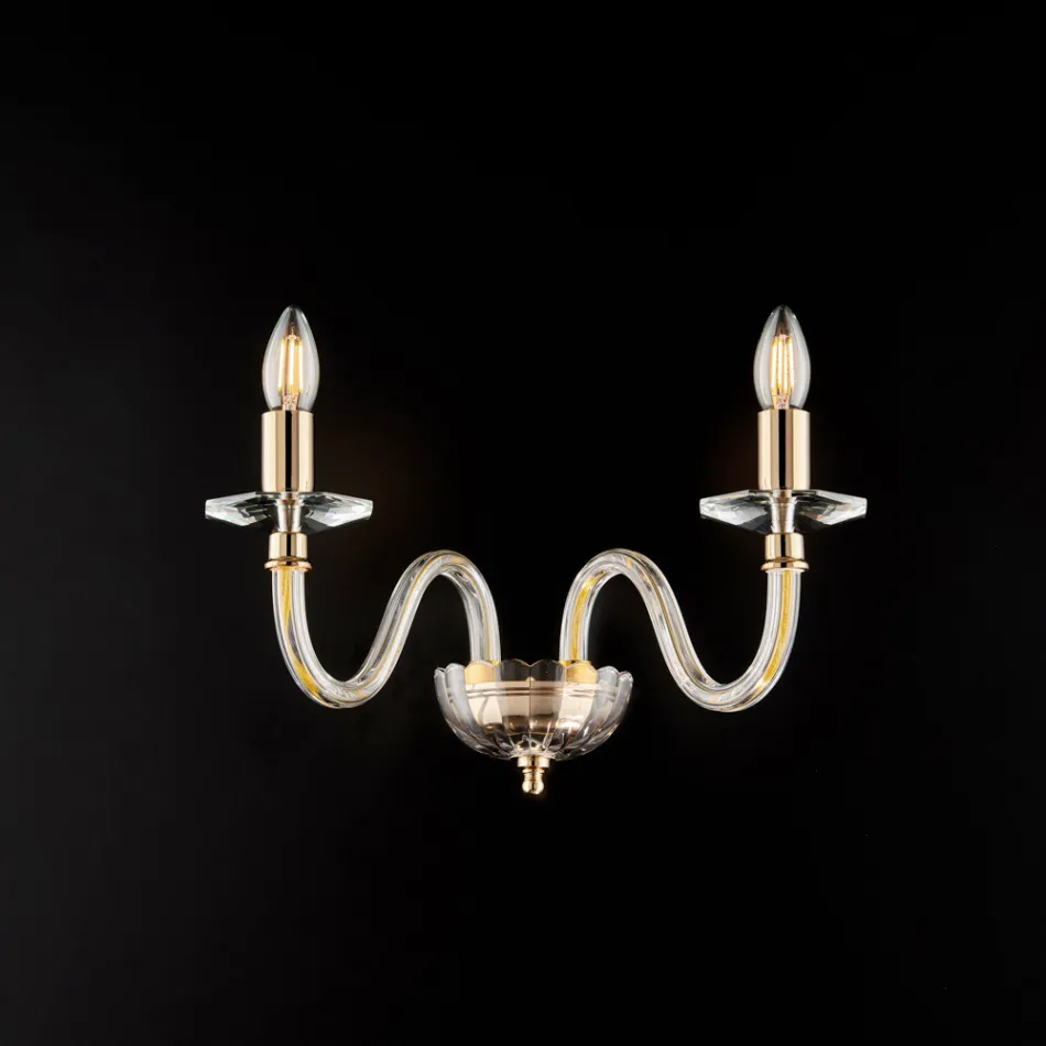 Applique in Ferro Dorato con Vetro Made in Italy per Arredare L’interno - Innsbruck Viadurini