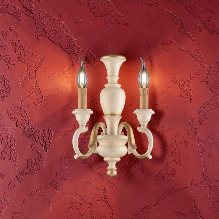 Applique in Legno Finiture Bianco o Avorio Made in Italy - Firenze Viadurini