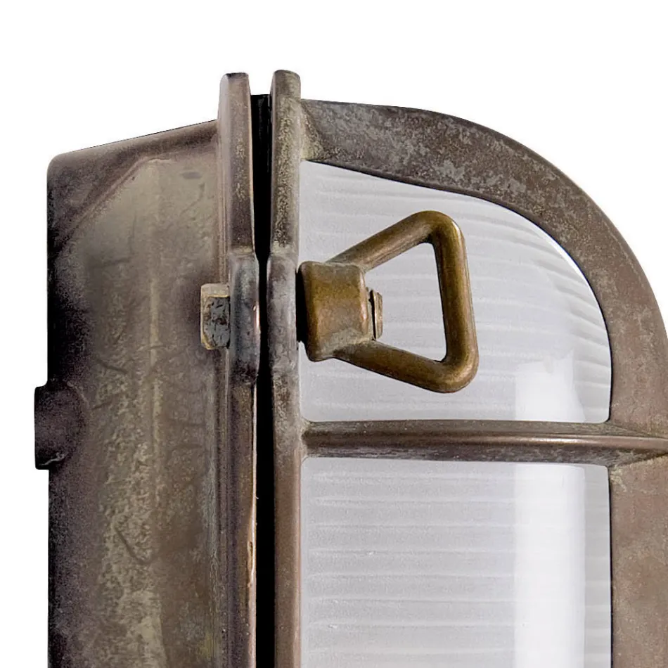 Applique in Ottone Vintage con Vetro Opale/Trasparente - Sirena Viadurini