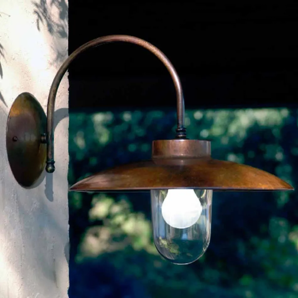 Applique La Traviata in rame, vetro e ottone anticato Viadurini