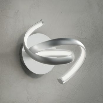 Applique Moderna in Metallo Argento, Design Minimale Led a Parete - Lumino