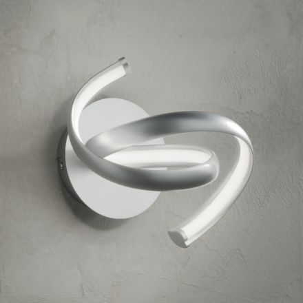 Applique Moderna in Metallo Argento, Design Minimale Led a Parete - Lumino Viadurini