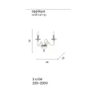 Applique Muro 2 Luci in Vetro Artigianale Italiano e Cristallo - Mariangela Viadurini