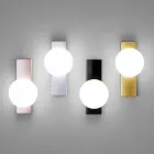 Applique o Plafoniera in Alluminio e Luce in Vetro Soffiato Bianco - Alma Viadurini