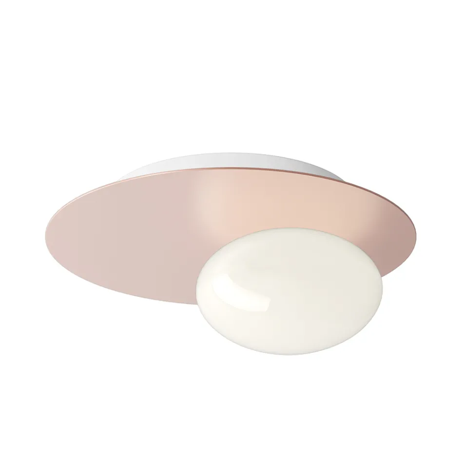 Applique o Plafoniera in Alluminio, Metallo e Luce in Vetro Bianco - Luma Viadurini