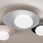 Applique o Plafoniera in Alluminio, Metallo e Luce in Vetro Bianco - Luma Viadurini