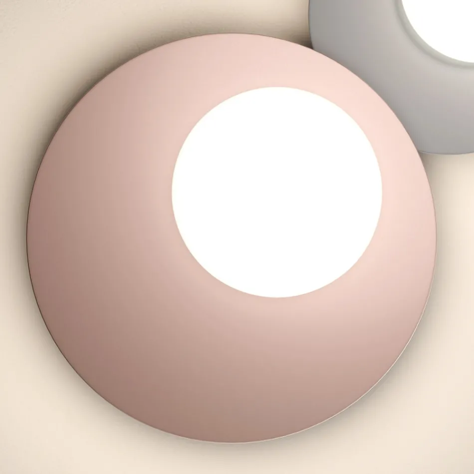 Applique o Plafoniera in Alluminio, Metallo e Luce in Vetro Bianco - Luma Viadurini