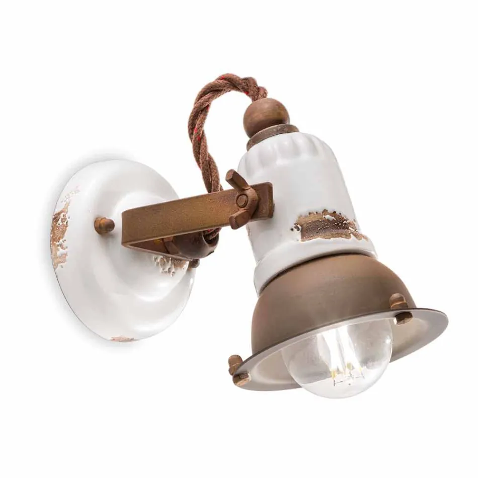 Applique orientabile a faretto in ceramica e metallo Kendra Ferroluce Viadurini