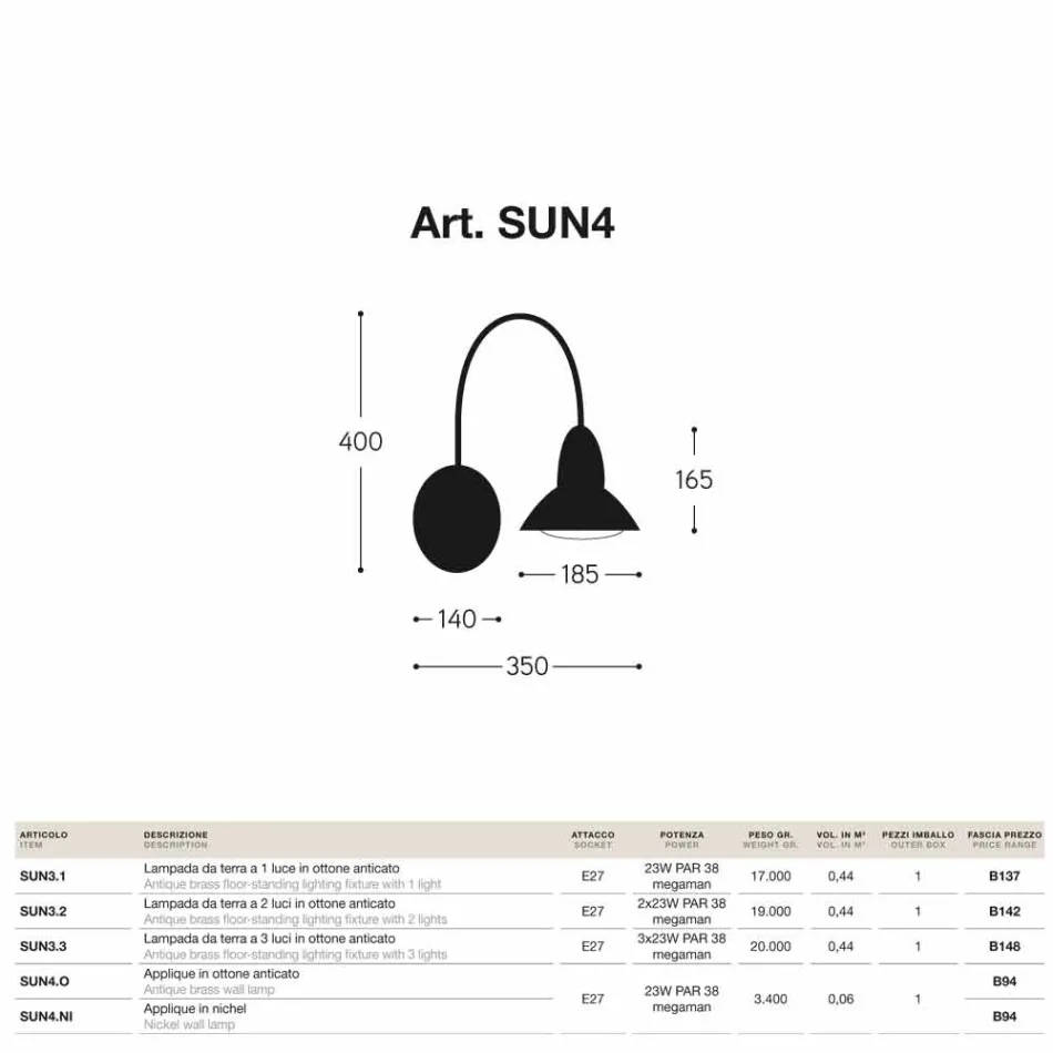 Applique per esterni in ottone finitura nichel Jasmine Viadurini