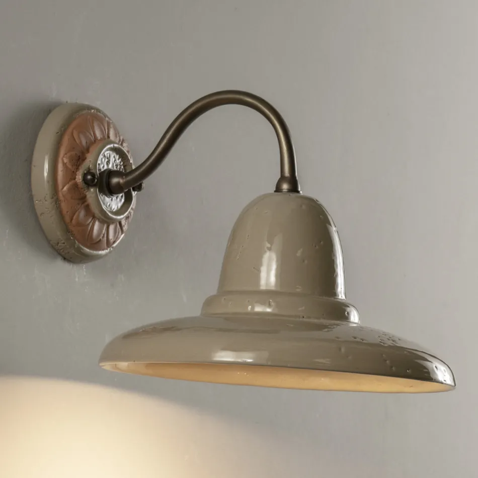 Applique Rotonda da Giardino Artigianale in Galestro Made in Italy - Toscot Spoleto Viadurini