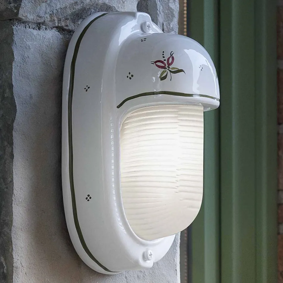 Applique Verticale da Esterno in Ceramica Fiori Dipinti a Mano - Brindisi Viadurini
