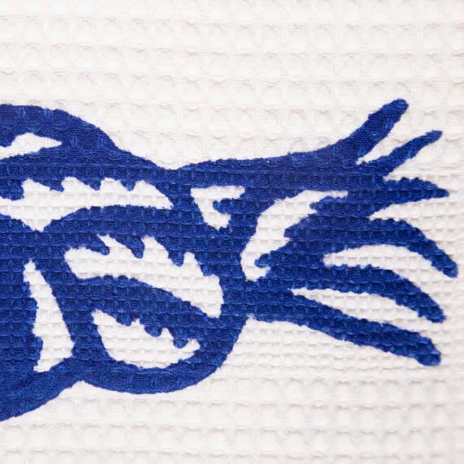 Asciugamano con Stampa Artigianale in Cotone Pezzo Unico Made in Italy - Marchi Viadurini