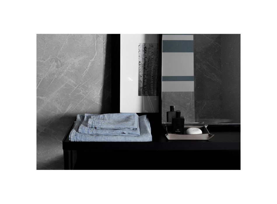 Asciugamano da Viso in Lino Pesante Azzurro Design di Lusso Italiano - Jojoba Viadurini