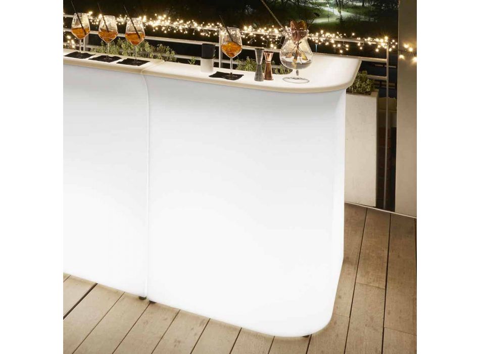Bancone bar angolare Slide Break Corner luminoso moderno made in Italy Viadurini
