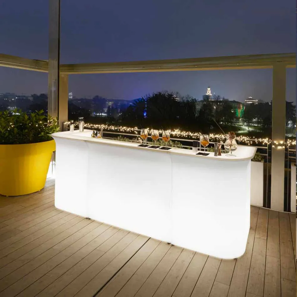 Bancone bar angolare Slide Break Corner luminoso moderno made in Italy Viadurini