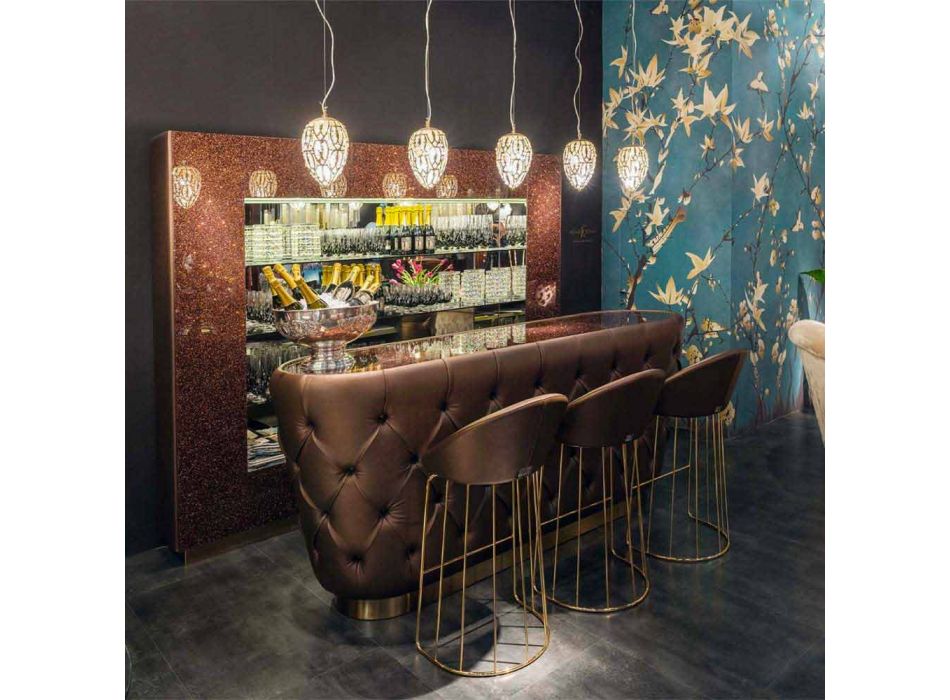 Bancone Bar con Piano in Vetro Glitter Realizzato in Italia, di Lusso - Calcutta