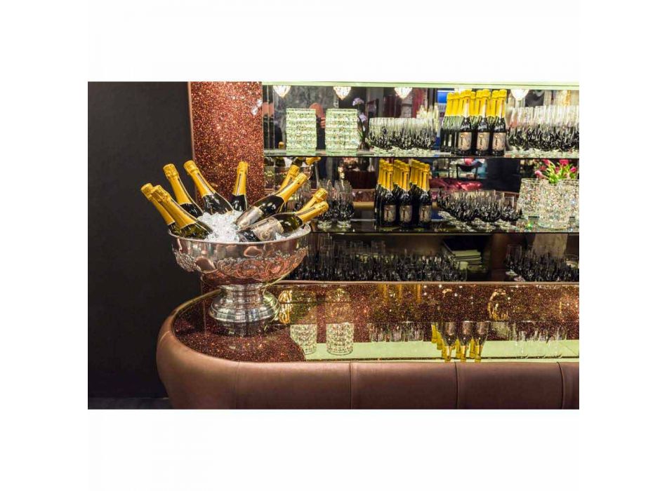 Bancone Bar con Piano in Vetro Glitter Realizzato in Italia, di Lusso - Calcutta