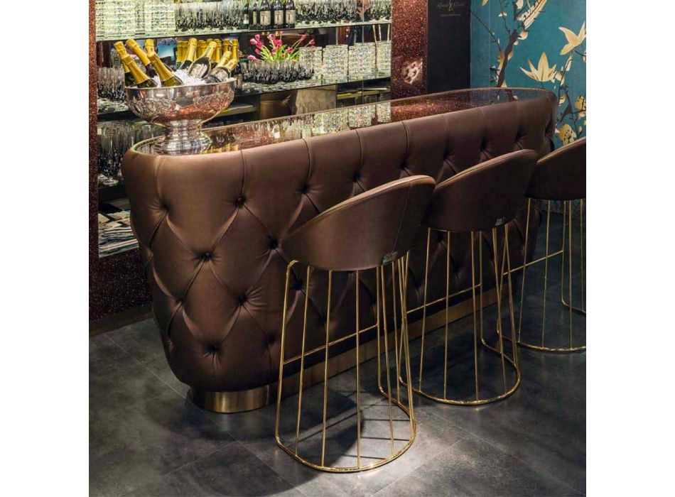 Bancone Bar con Piano in Vetro Glitter Realizzato in Italia, di Lusso - Calcutta Viadurini