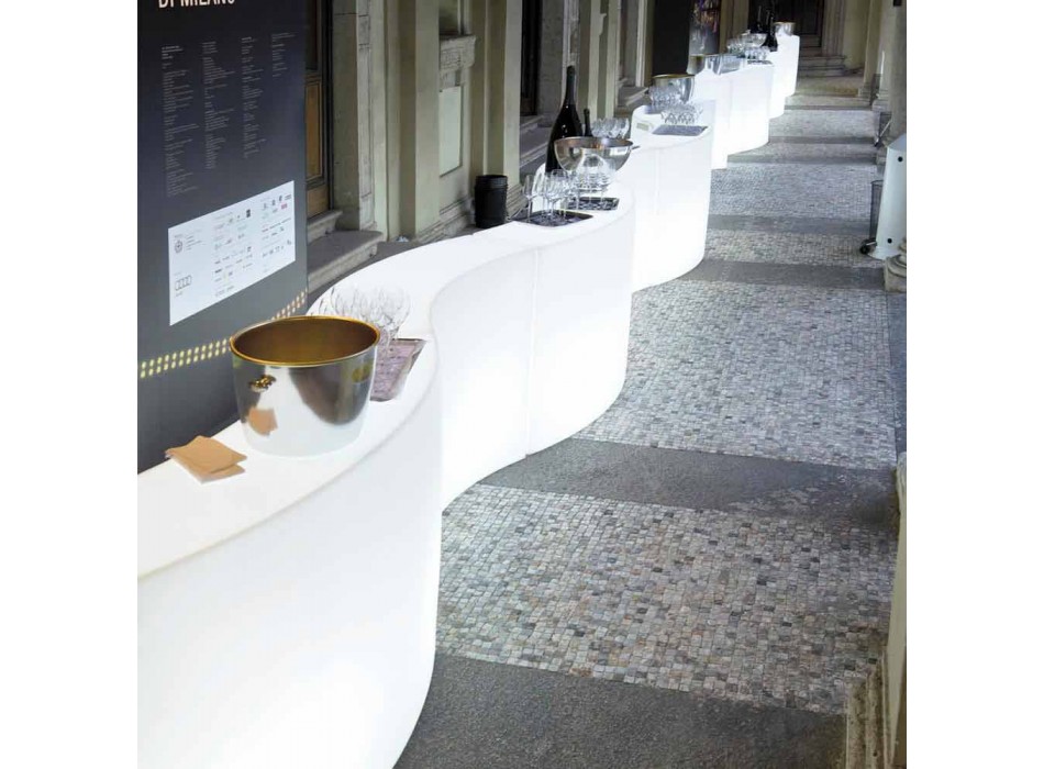 Bancone bar modulare Slide Snack Bar luminoso bianco fatto in Italia Viadurini