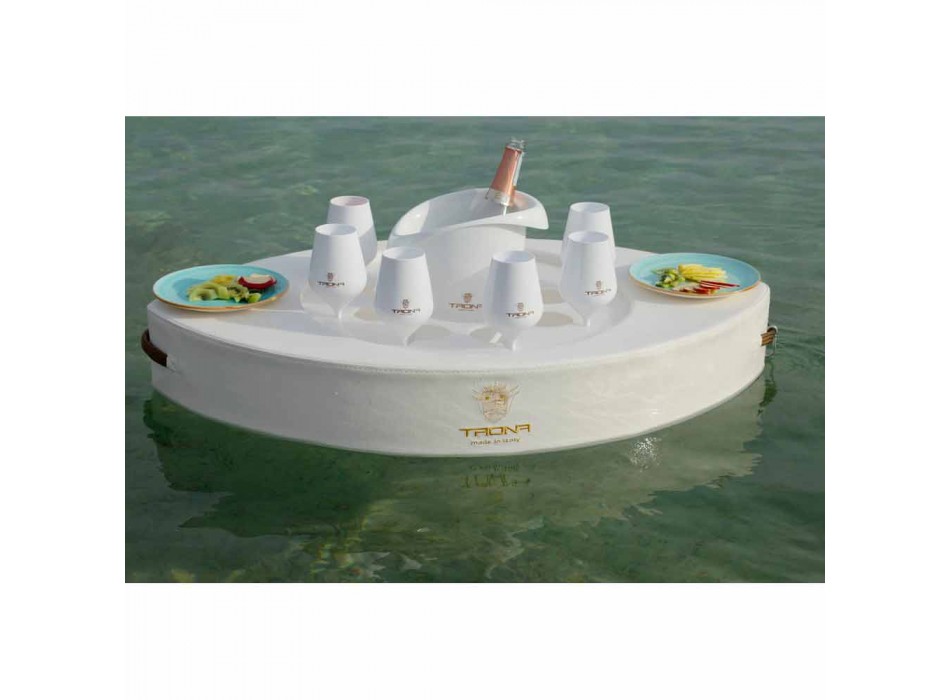 Bar galleggiante in ecopelle bianca nautica Trona fatto in Italia Viadurini