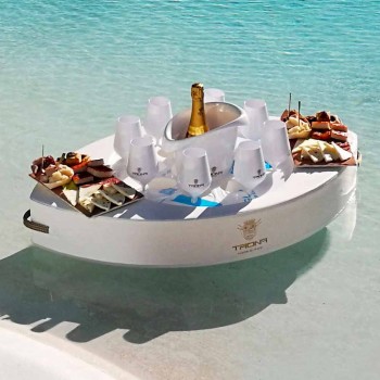 Bar galleggiante in ecopelle bianca nautica Trona fatto in Italia