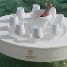 Bar galleggiante in ecopelle bianca nautica Trona fatto in Italia Viadurini