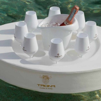 Bar galleggiante in ecopelle bianca nautica Trona fatto in Italia