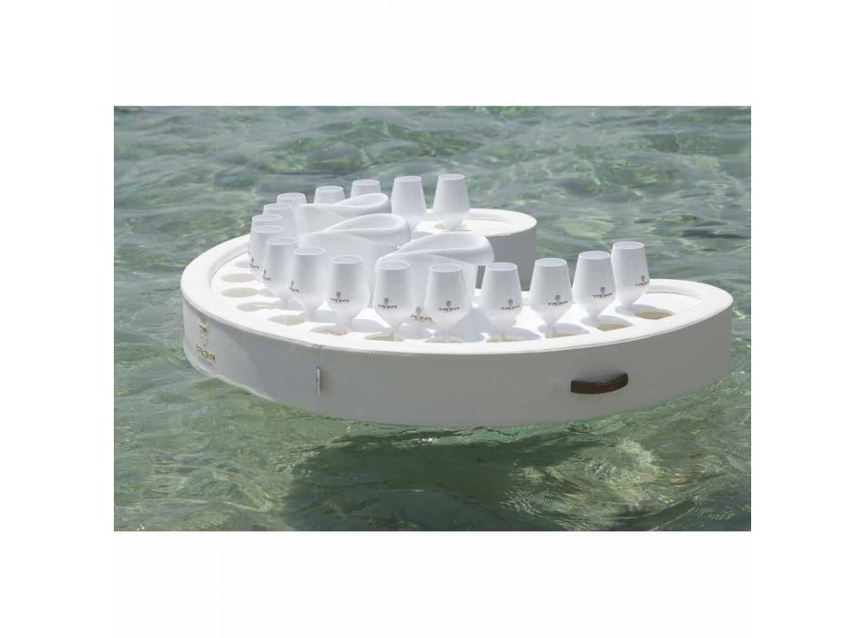 Bar galleggiante Trona in ecopelle nautica bianca e plexiglass Viadurini