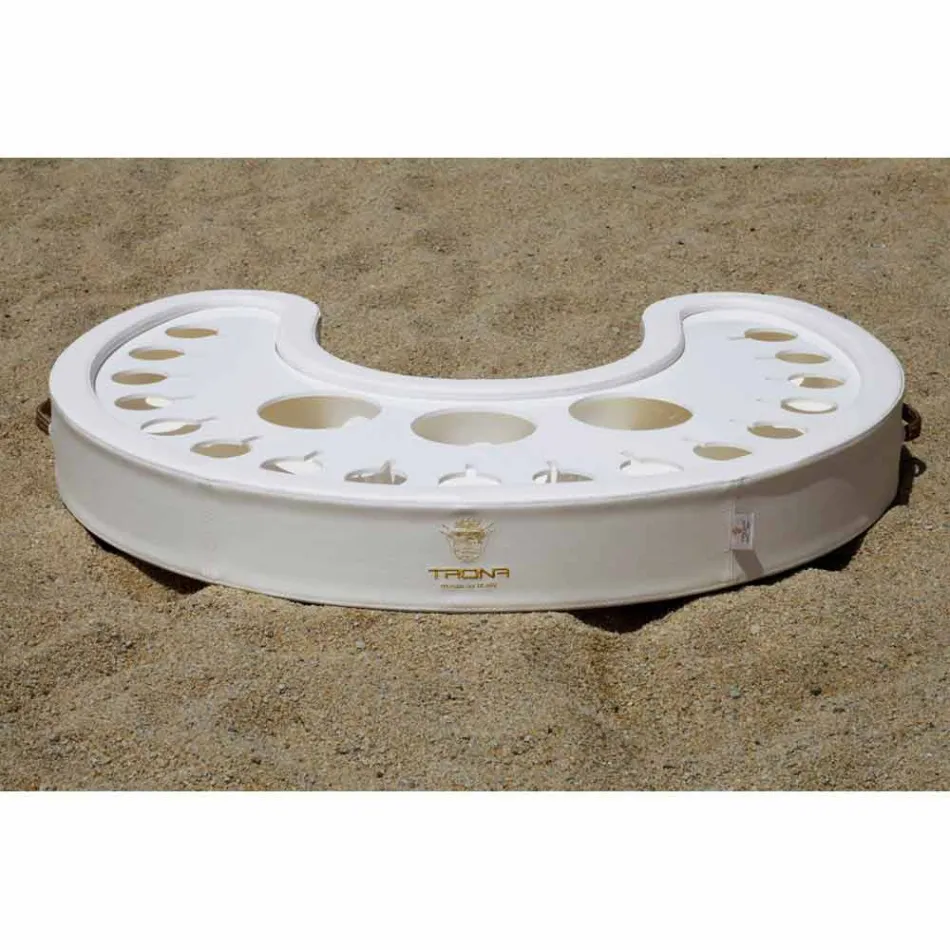 Bar galleggiante Trona in ecopelle nautica bianca e plexiglass Viadurini