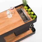 Bar Mobile Moderno su Ruote Design con Tavolo in Legno e Acciaio - Giancalliope Viadurini