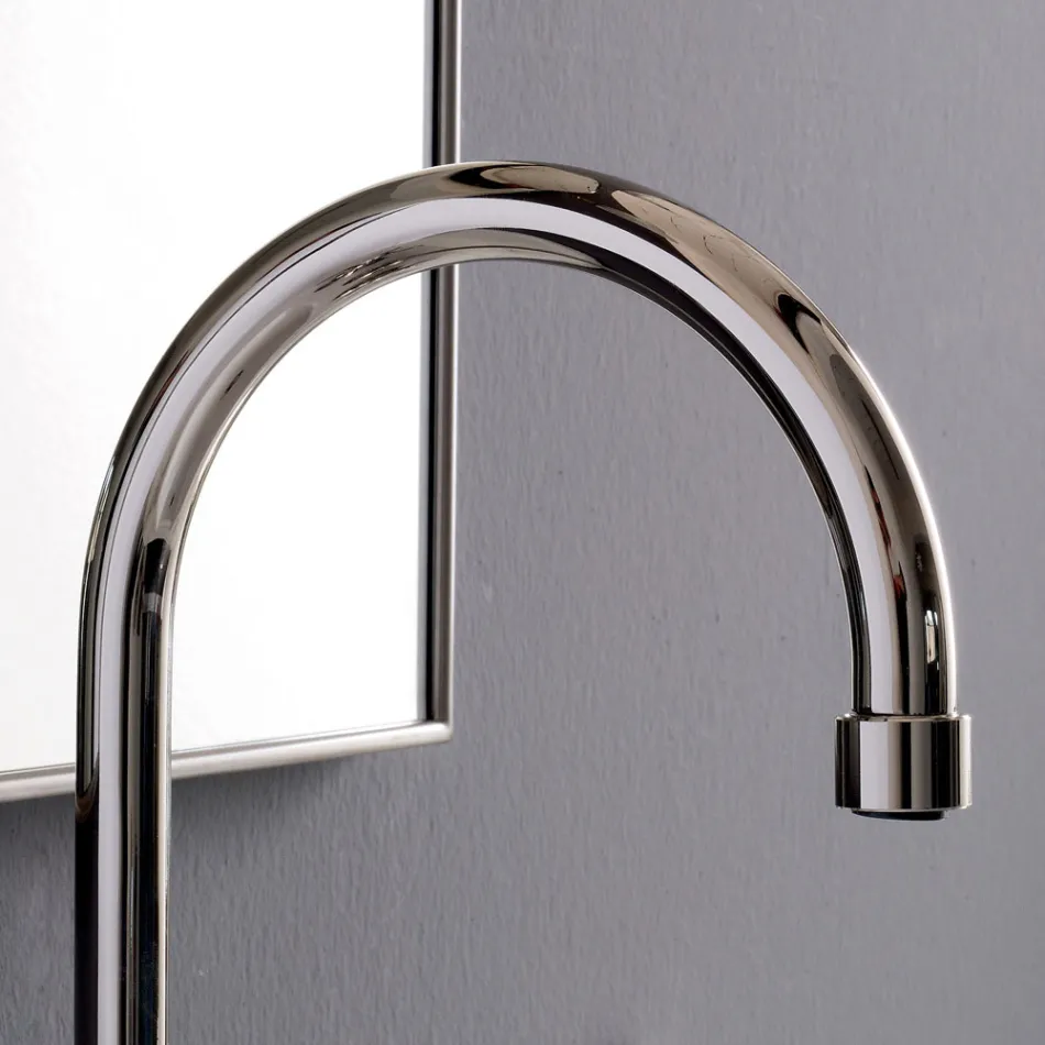 Batteria Lavabo 3 Fori Bocca Alta in Finitura Nichel Made in Italy - Red Viadurini